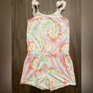 Place Pink and Green girls Vibrant Tie-Dye Sleeveless short romper size XL